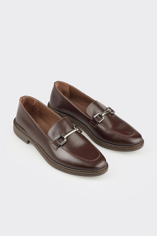 Kahve Deri Kadın Günlük Ayakkabı