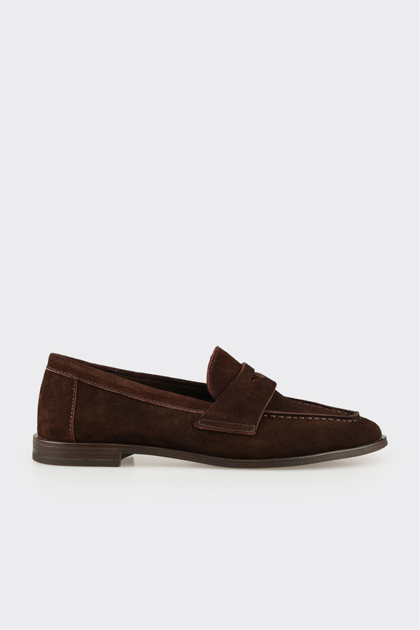 Kahve deri kadın loafer, günlük kullanım için - Elle Shoes