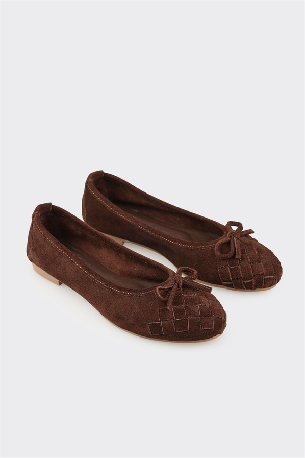 Kahve deri kadın babet, günlük kullanım için - Elle Shoes