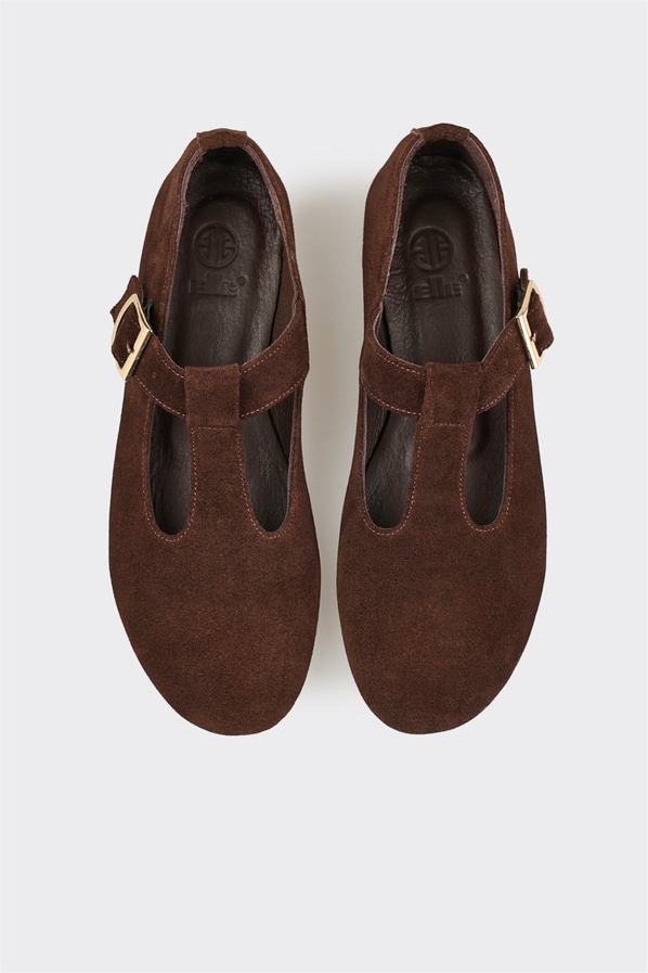 Kahve deri kadın babet, günlük kullanım için - Elle Shoes