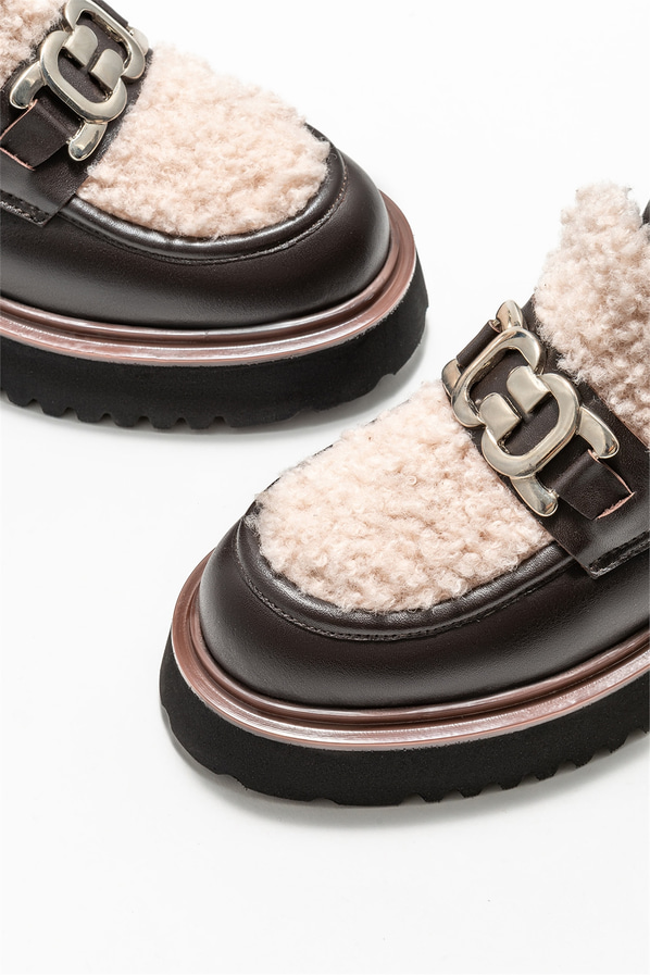 Kahve deri kadın bot, günlük kullanım için - Elle Shoes