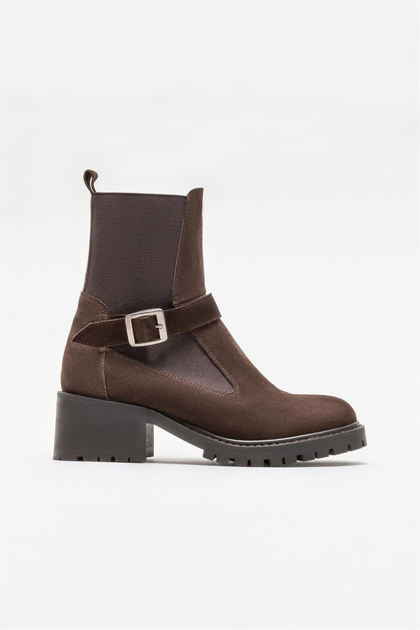 Kahve deri kadın bot, günlük kullanım için - Elle Shoes