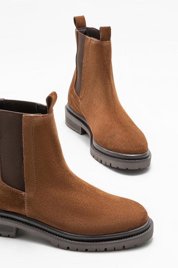 Kahve deri kadın chelsea bot, günlük kullanım için - Elle Shoes