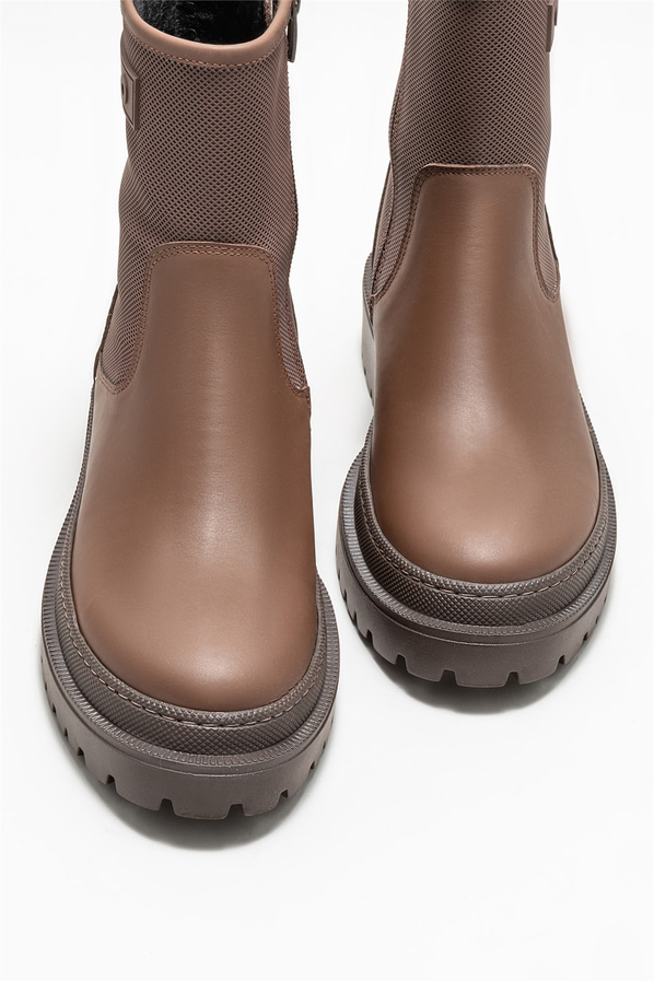 Kahve deri kadın bot, günlük kullanım için - Elle Shoes