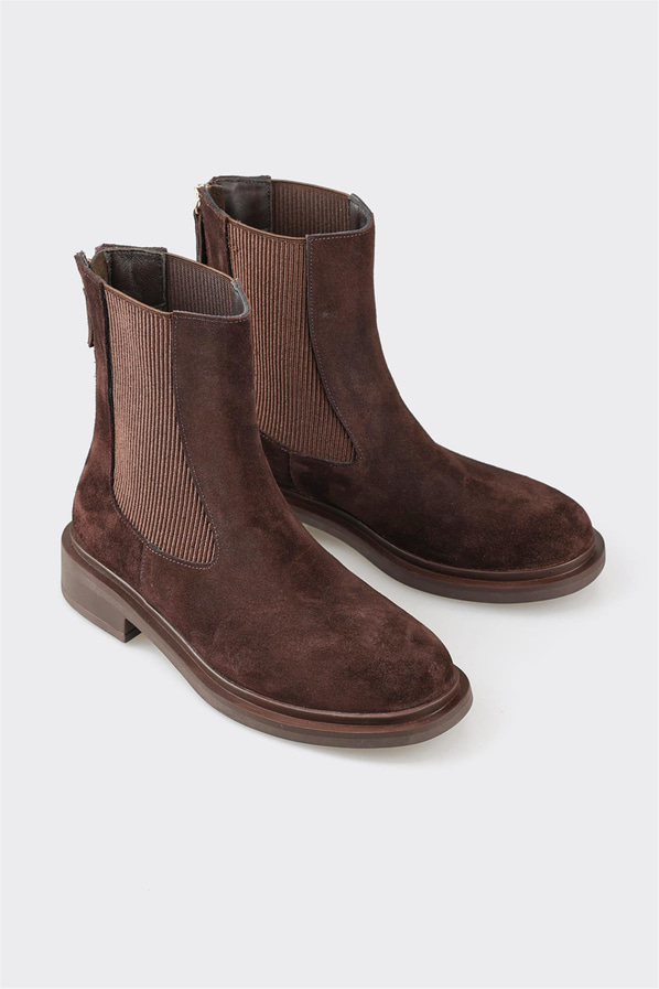 Kahve deri kadın bot, günlük kullanım için - Elle Shoes