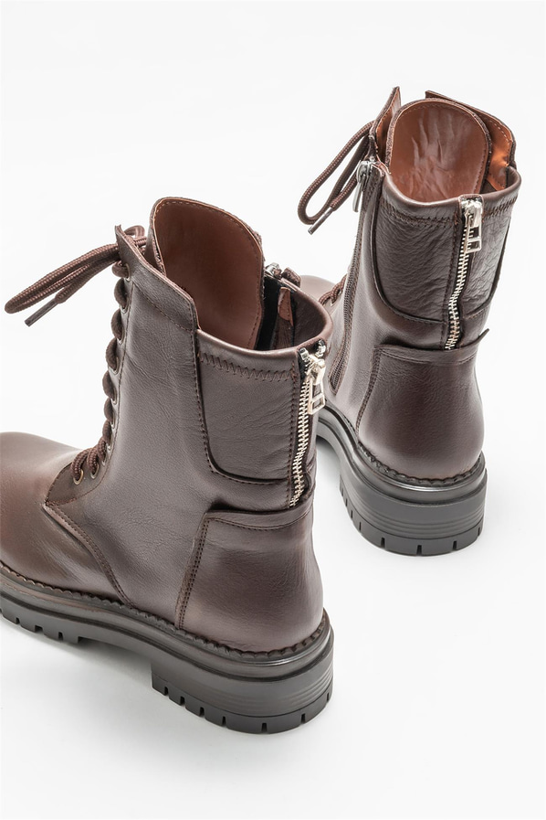 Kahve deri kadın günlük bot, günlük kullanım için - Elle Shoes