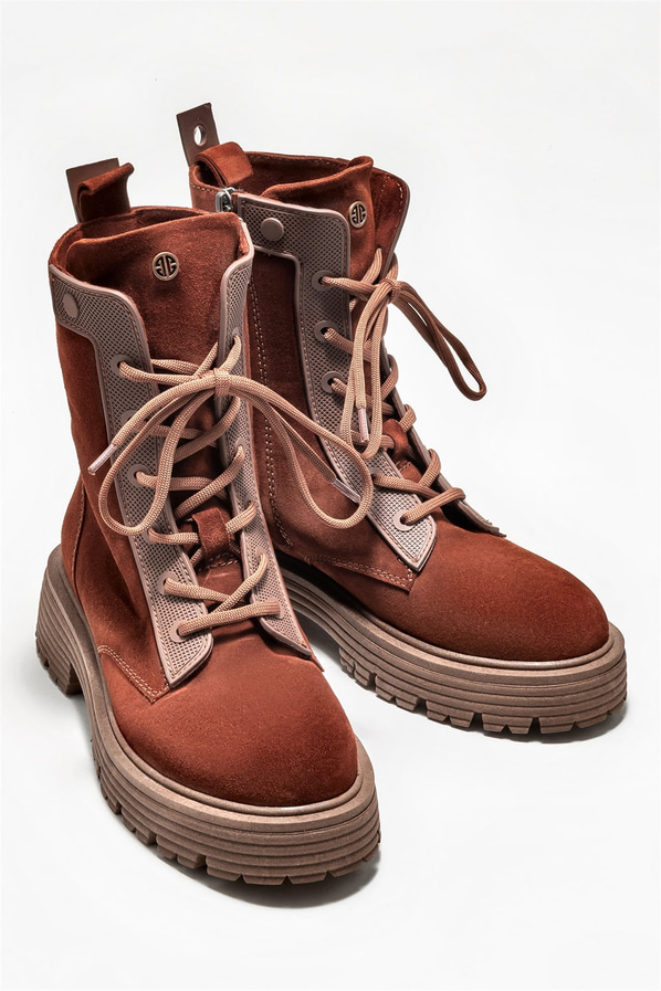 Kahve deri kadın günlük bot, günlük kullanım için - Elle Shoes