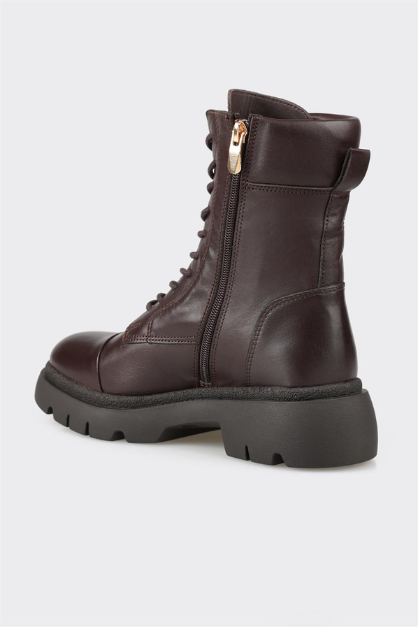 Kahve deri kadın günlük bot, günlük kullanım için - Elle Shoes