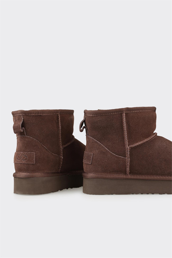 Kahve deri yumuşak dokulu kadın bot, rahat kullanım için - Elle Shoes