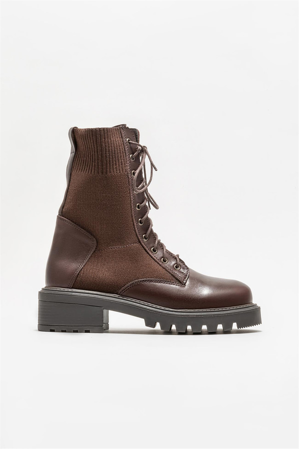 Kahve deri kadın günlük bot, günlük kullanım için - Elle Shoes