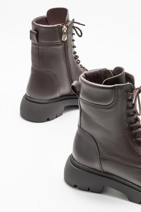Kahve deri kadın günlük bot, günlük kullanım için - Elle Shoes