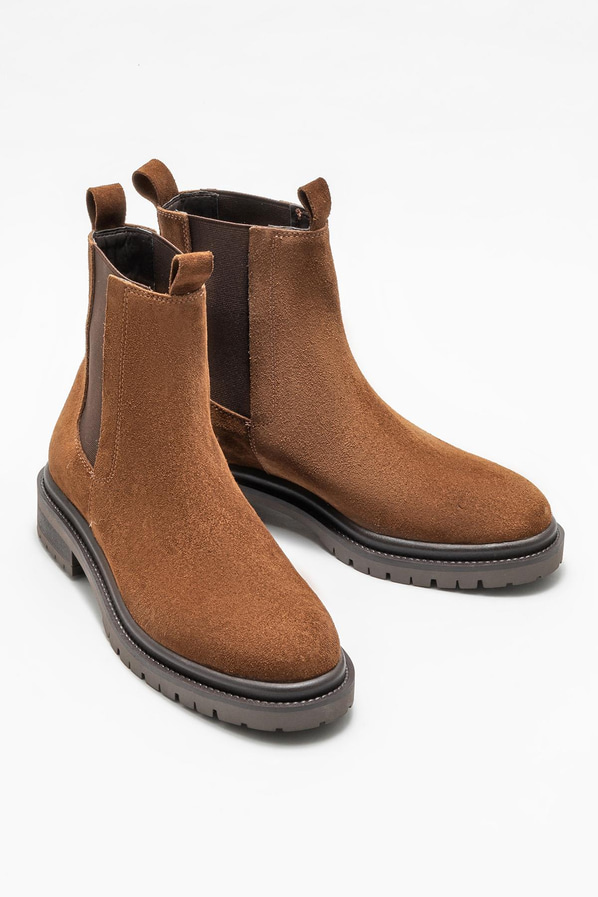 Kahve deri kadın chelsea bot, günlük kullanım için - Elle Shoes