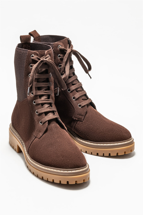Kahve deri kadın bot, günlük kullanım için - Elle Shoes