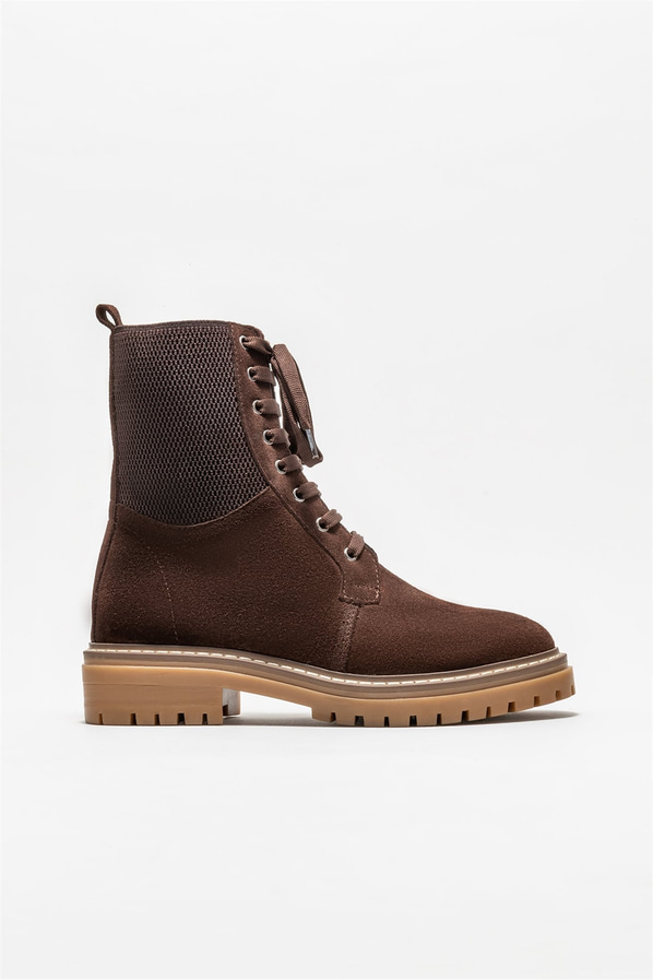 Kahve deri kadın bot, günlük kullanım için - Elle Shoes
