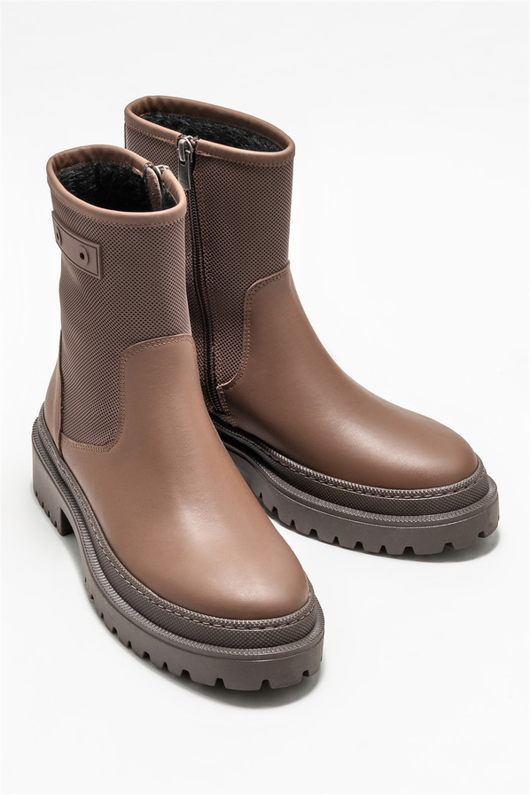 Kahve deri kadın bot, günlük kullanım için - Elle Shoes