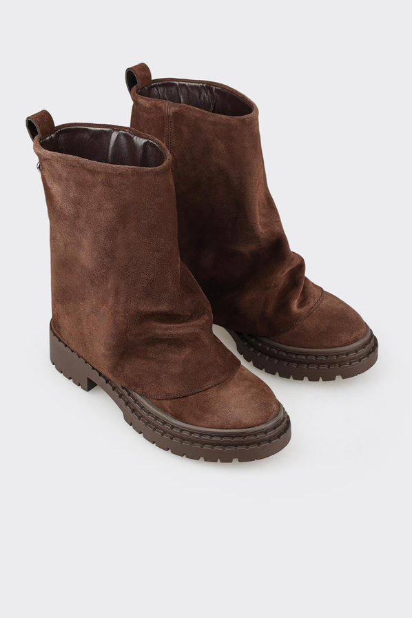 Kahve deri kadın bot, günlük kullanım için - Elle Shoes