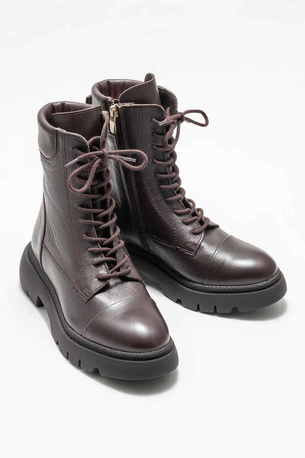 Kahve deri kadın günlük bot, günlük kullanım için - Elle Shoes