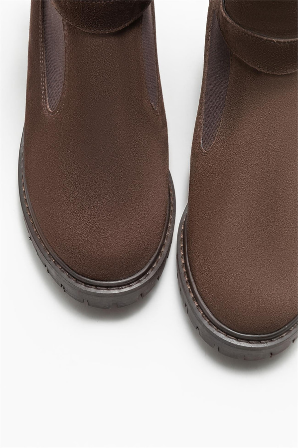 Kahve deri kadın bot, günlük kullanım için - Elle Shoes