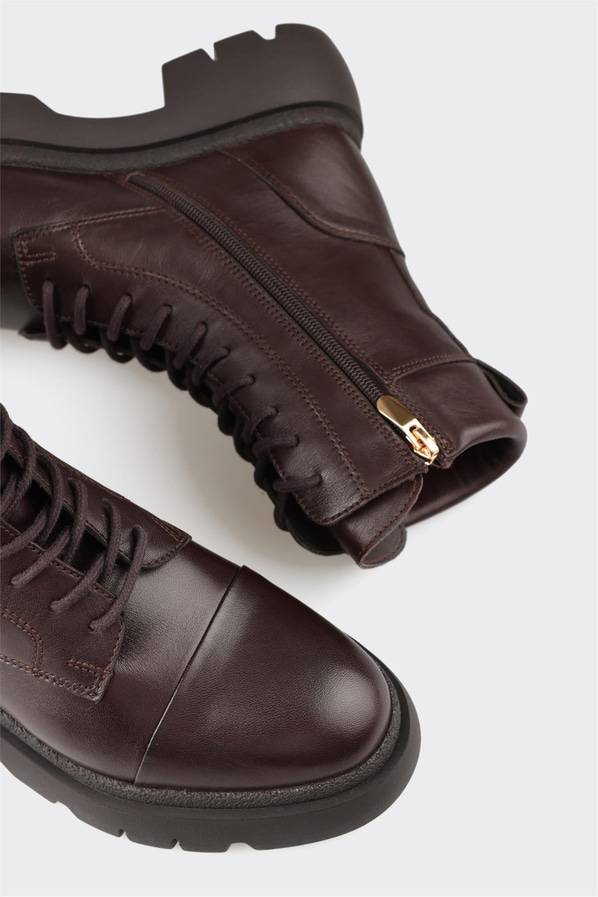 Kahve deri kadın günlük bot, günlük kullanım için - Elle Shoes