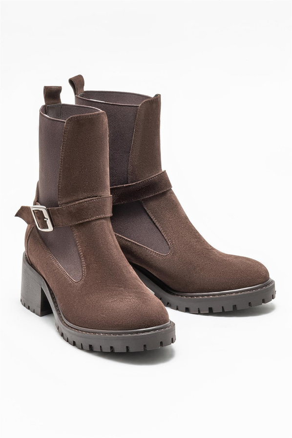 Kahve deri kadın bot, günlük kullanım için - Elle Shoes