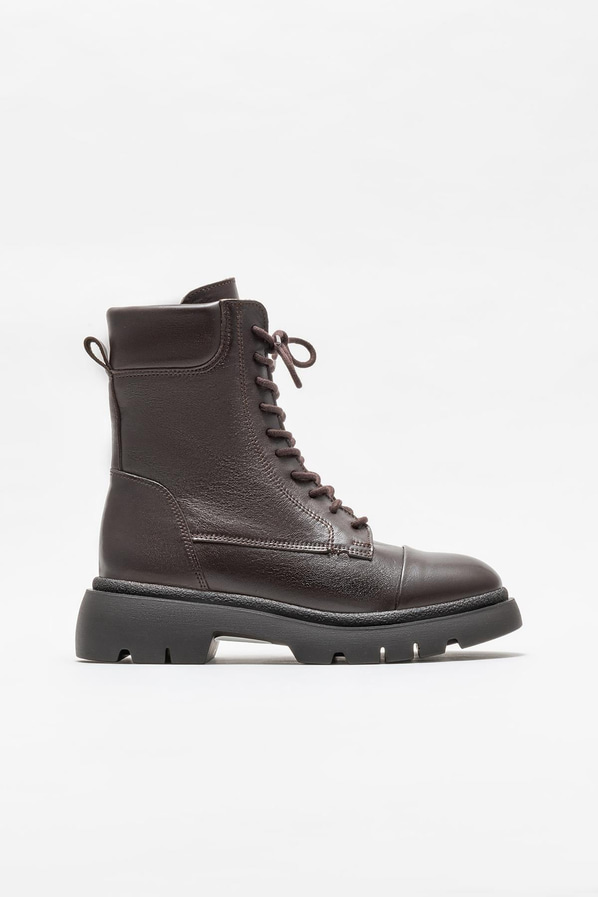 Kahve deri kadın günlük bot, günlük kullanım için - Elle Shoes