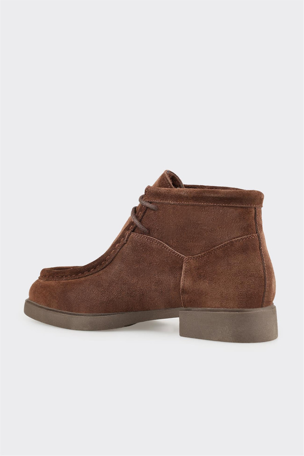 Kahve deri örgü dokulu kadın bot, rahat kullanım için - Elle Shoes