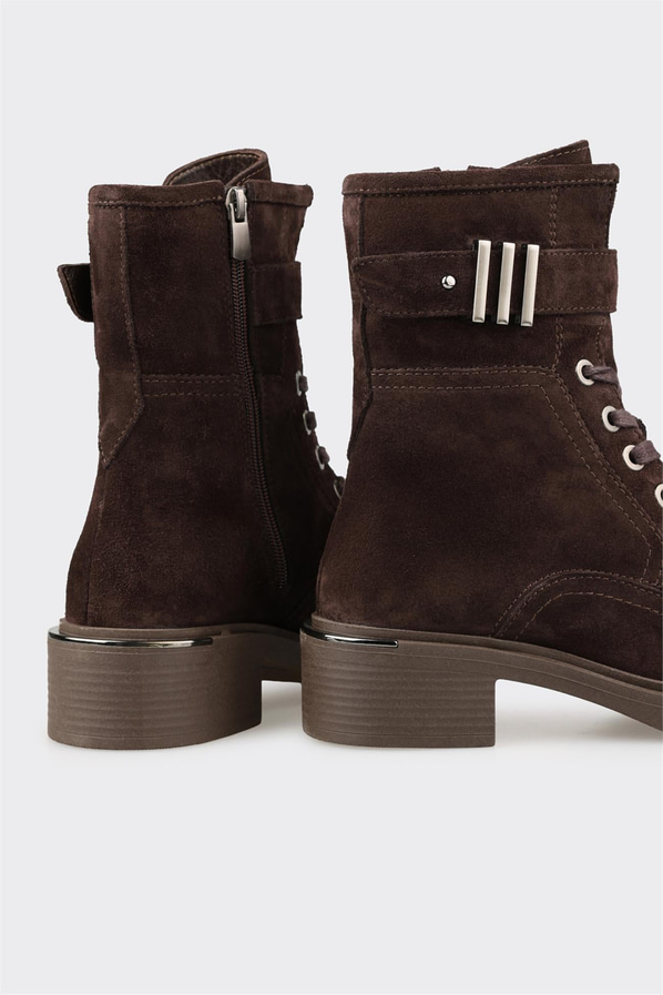Kahve deri yumuşak dokulu kadın bot, rahat kullanım için - Elle Shoes