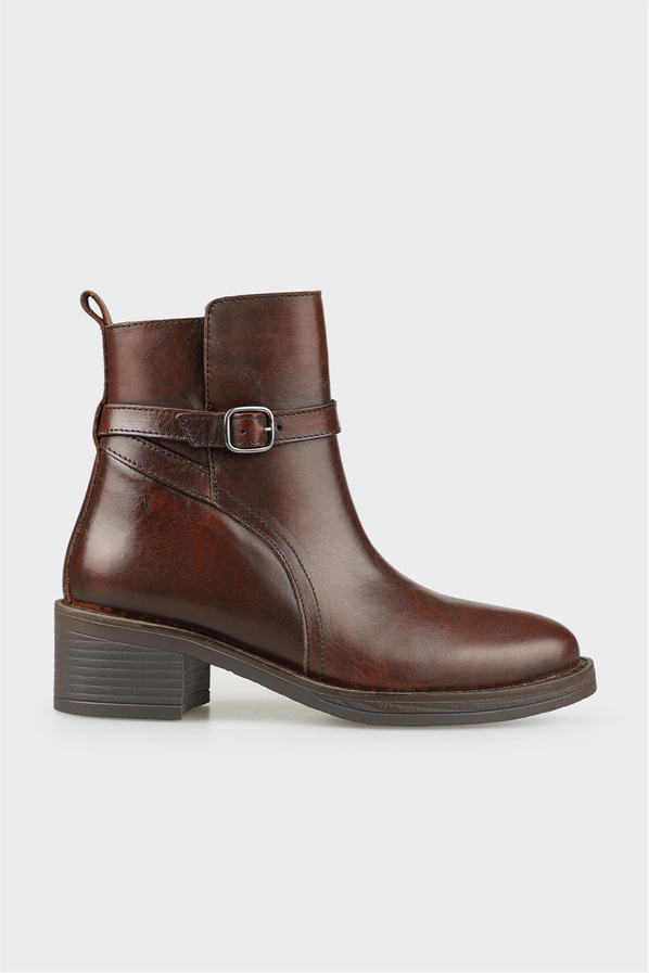 Kahve deri kadın bot, rahat kullanım için - Elle Shoes