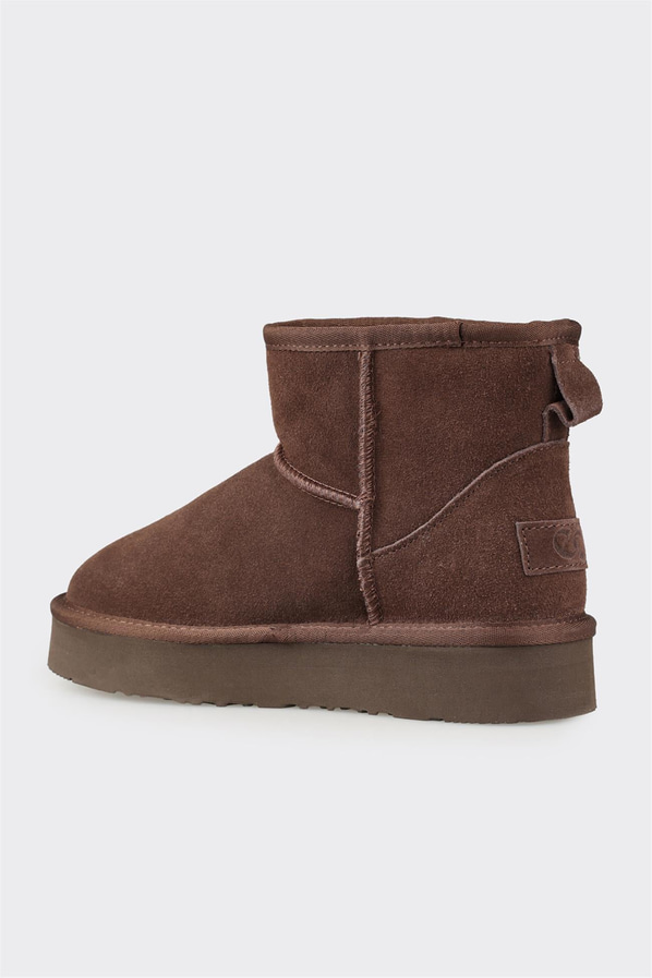 Kahve deri yumuşak dokulu kadın bot, rahat kullanım için - Elle Shoes