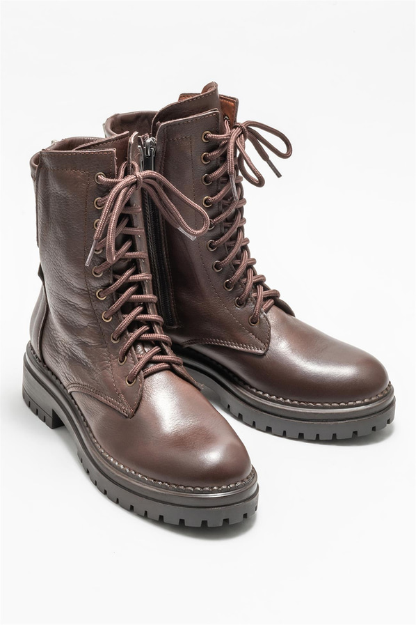Kahve deri kadın günlük bot, günlük kullanım için - Elle Shoes