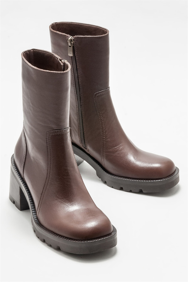 Kahve deri kadın günlük bot, günlük kullanım için - Elle Shoes
