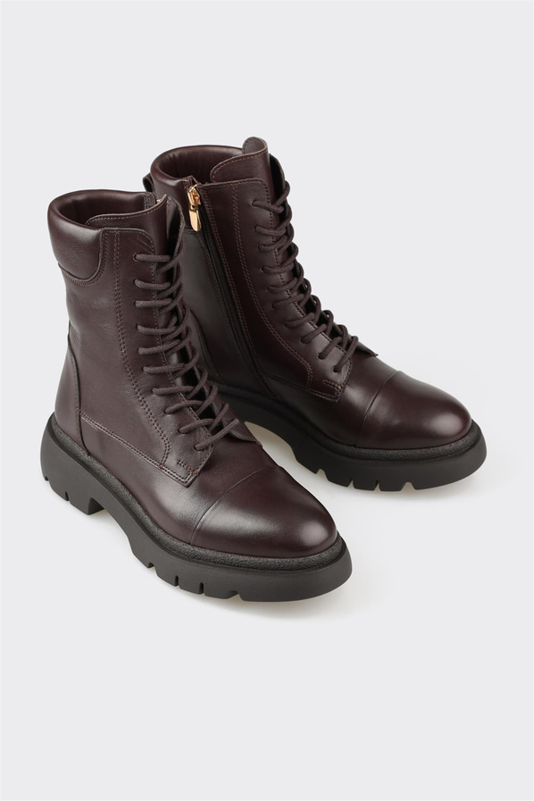 Kahve deri kadın günlük bot, günlük kullanım için - Elle Shoes