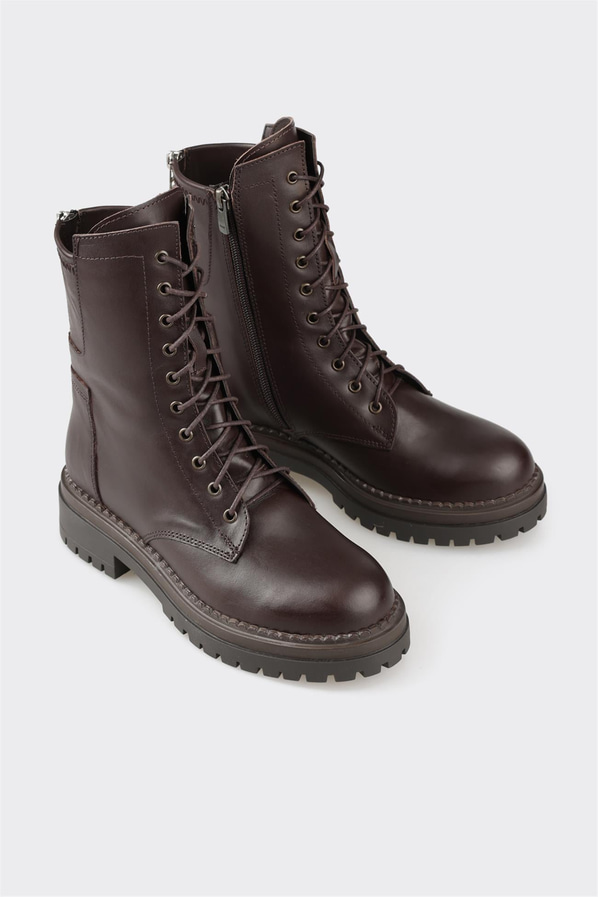 Kahve deri kadın günlük bot, günlük kullanım için - Elle Shoes