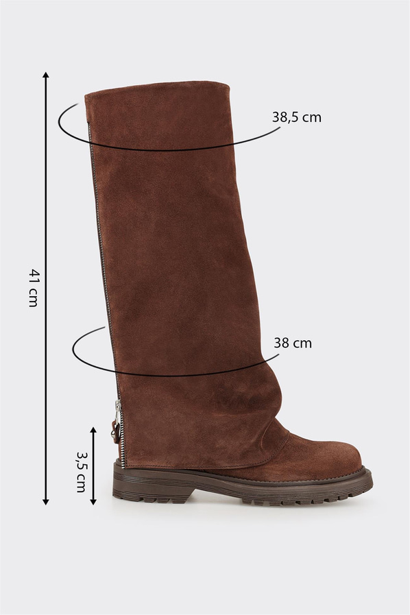 Kahve Deri Kadın Günlük Çizme