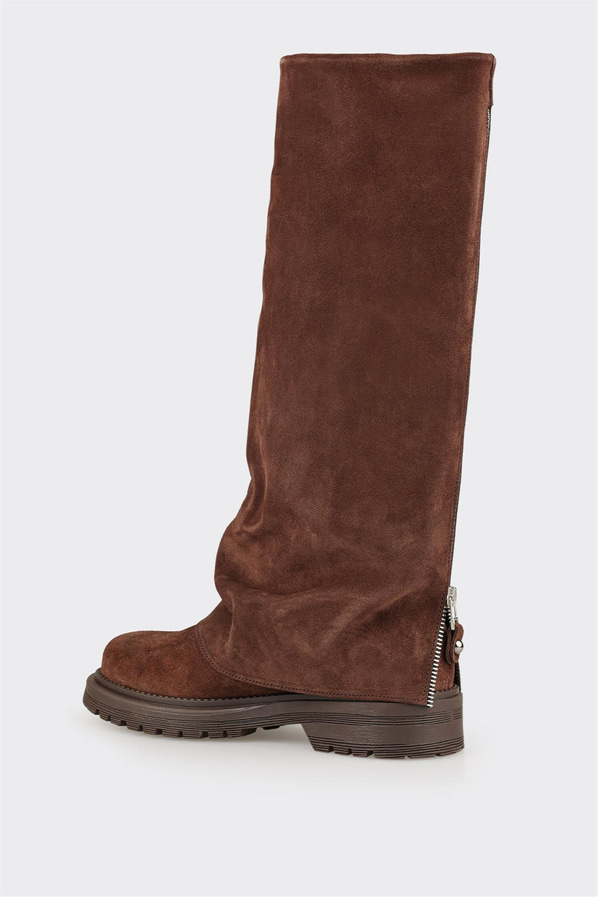 Kahve Deri Kadın Günlük Çizme