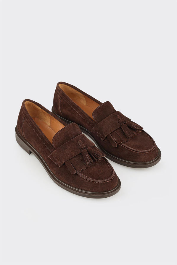 Kahve Deri Kadın Günlük Loafer