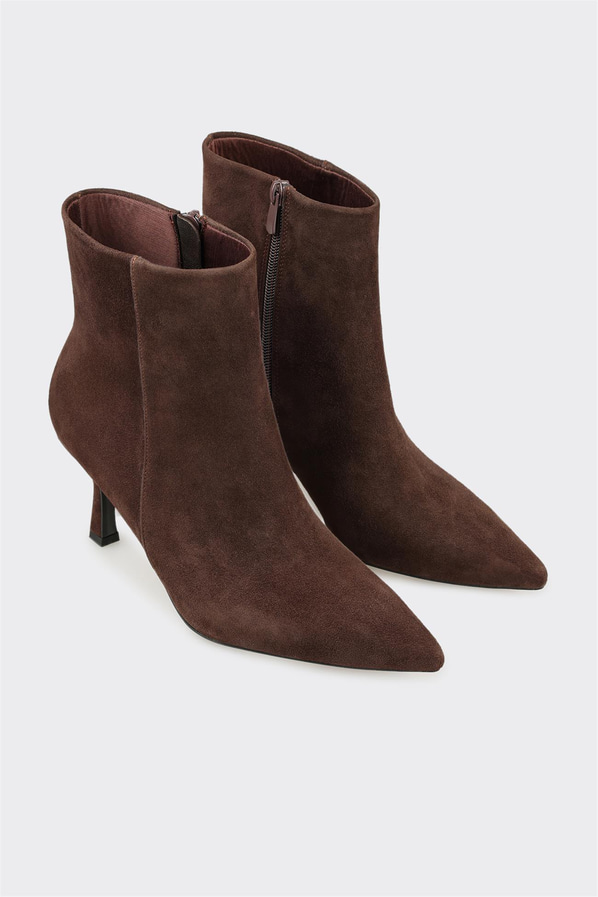 Kahve Deri Kadın Klasik Bot