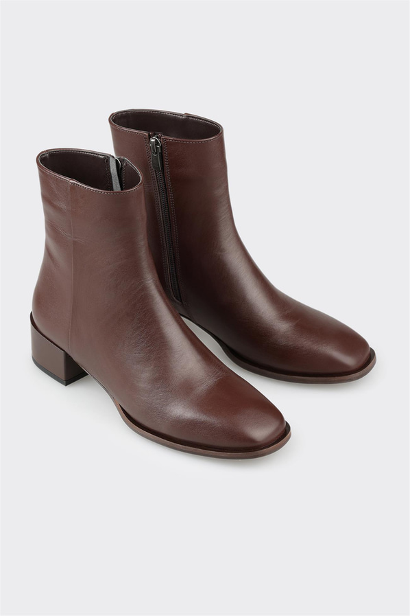 Kahve deri kadın bot, klasik stil için - Elle Shoes