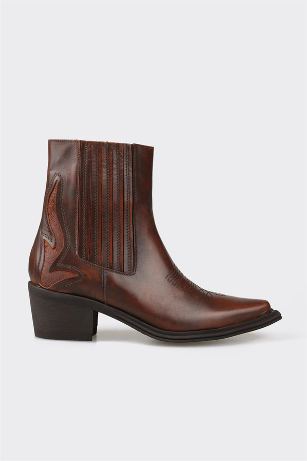 Kahve deri kadın bot, klasik stil için - Elle Shoes