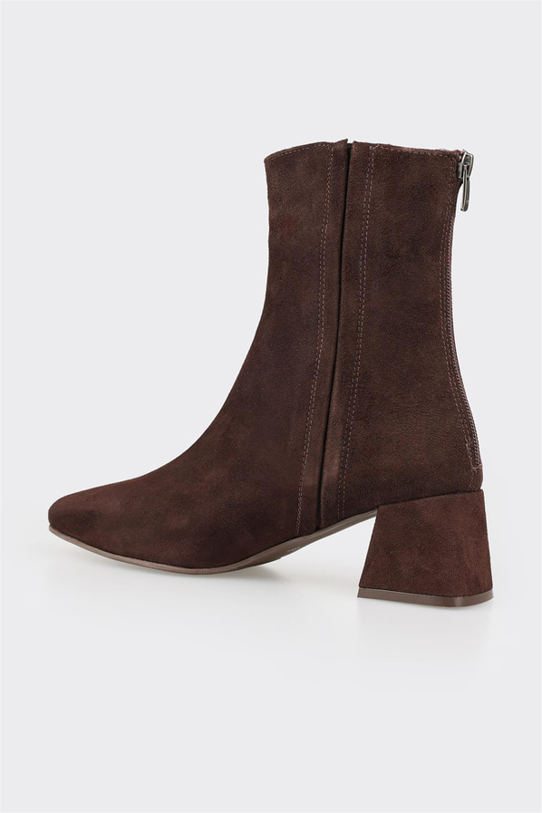 Kahve deri kadın bot, klasik stil için - Elle Shoes