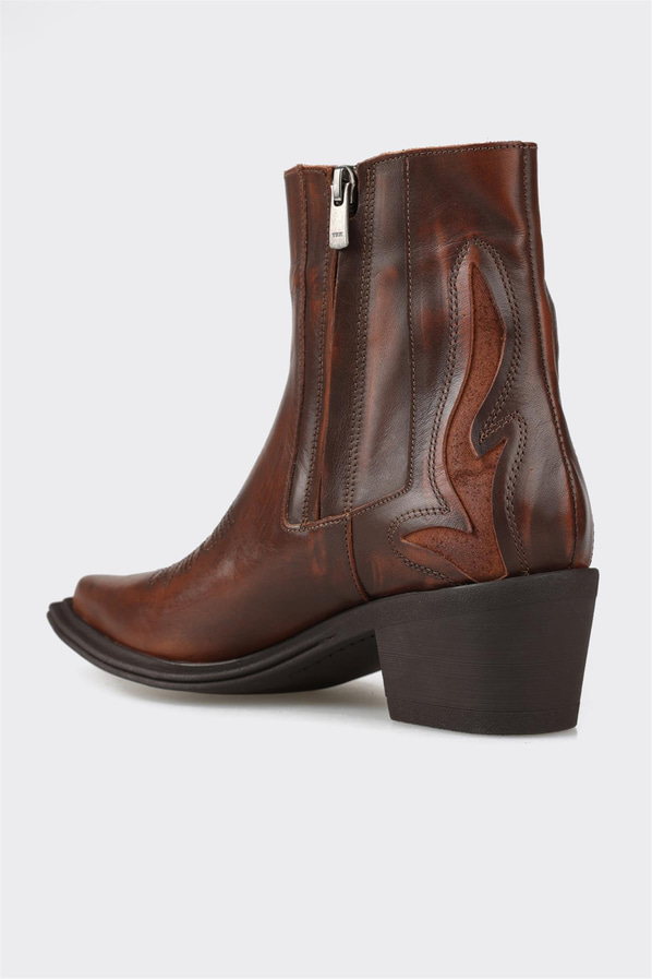 Kahve deri kadın bot, klasik stil için - Elle Shoes