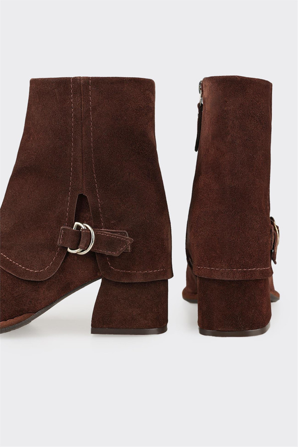 Kahve Deri Kadın Klasik Bot