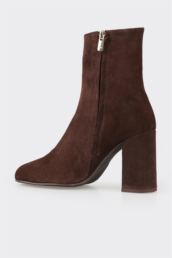 Kahve deri kadın bot, klasik stil için - Elle Shoes