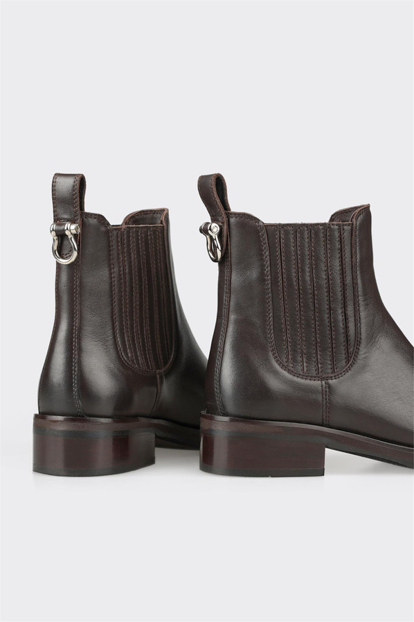 Kahve deri kadın bot, klasik stil için - Elle Shoes