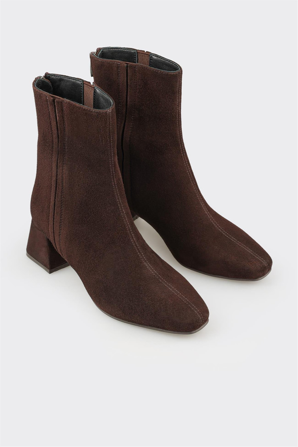 Kahve Deri Kadın Klasik Bot