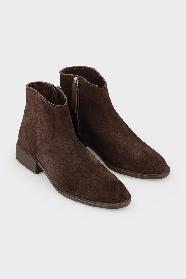 Kahve Deri Kadın Klasik Bot