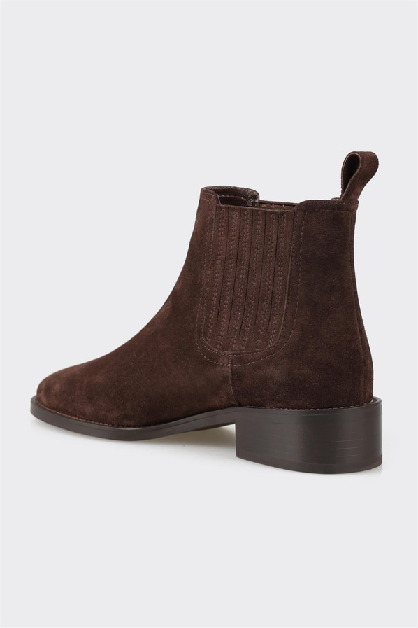 Kahve deri kadın bot, klasik stil için - Elle Shoes