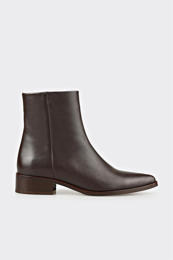 Kahve Deri Kadın Klasik Bot