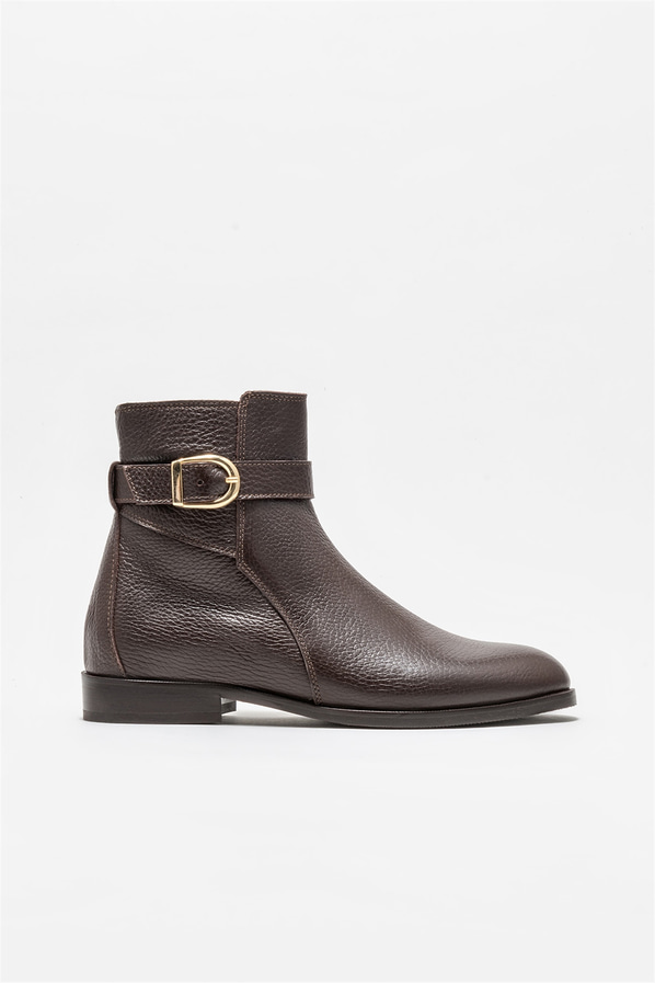 Kahve deri kadın bot, klasik stil için - Elle Shoes