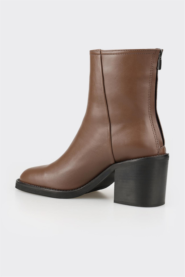 Kahve deri kadın bot, klasik stil için - Elle Shoes